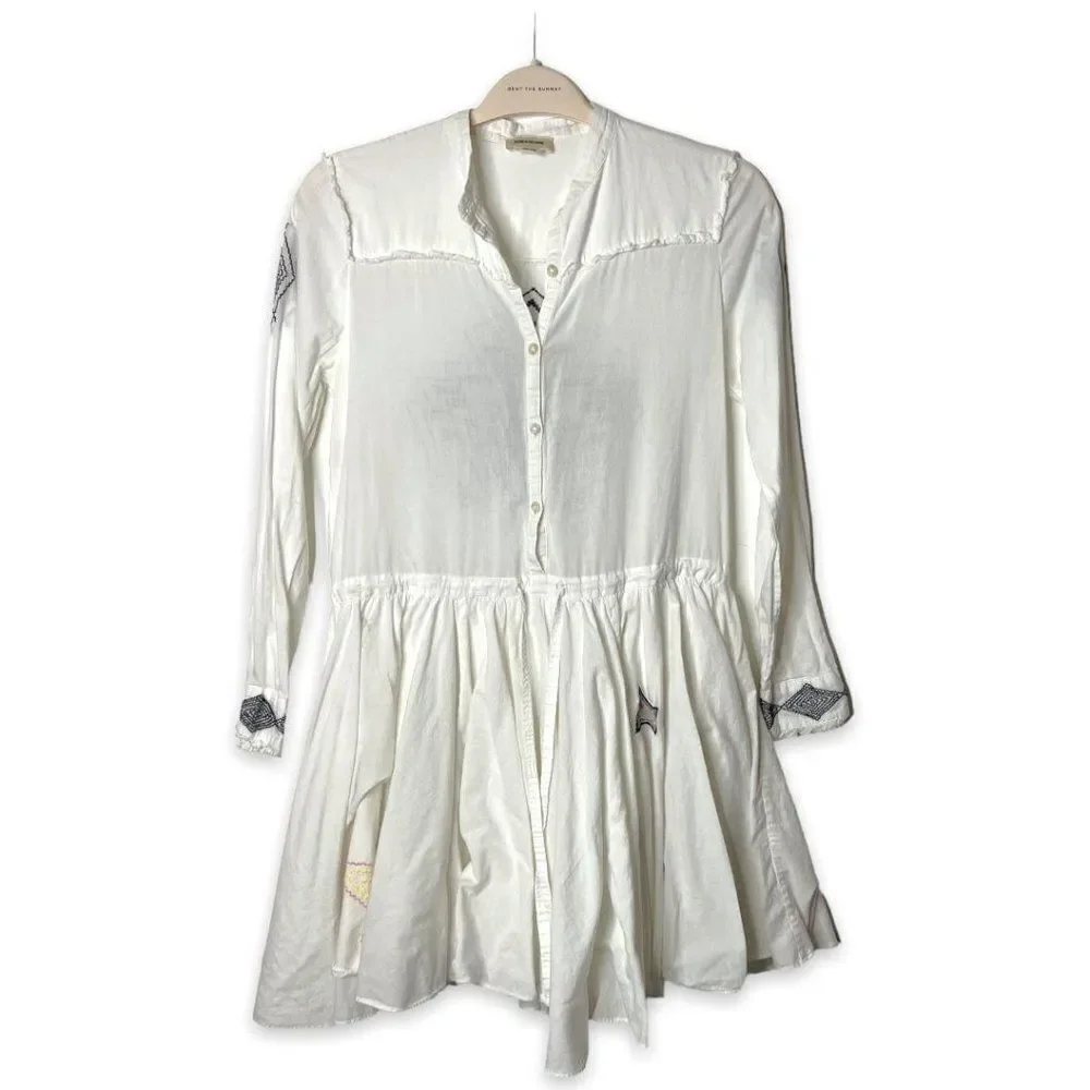 Zadig & Voltaire White Ranil Embroidered Cotton Mini Dress Size S